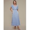 image:imageEverPretty Womens V Neck Flowy Lightweight Mother of The Bride Dresses Batwing Sleeve Midi Formal Dress 02810Dusty Blue