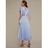 image:imageEverPretty Womens V Neck Flowy Lightweight Mother of The Bride Dresses Batwing Sleeve Midi Formal Dress 02810Dusty Blue