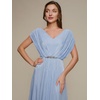 image:imageEverPretty Womens V Neck Flowy Lightweight Mother of The Bride Dresses Batwing Sleeve Midi Formal Dress 02810Dusty Blue