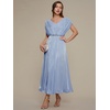 image:imageEverPretty Womens V Neck Flowy Lightweight Mother of The Bride Dresses Batwing Sleeve Midi Formal Dress 02810Dusty Blue