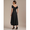 image:imageEverPretty Womens VNeck Off the Shoulder Cocktail Wedding Guest Dress HighLow Aline Semi Formal Dresses 02801Black
