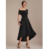 image:imageEverPretty Womens VNeck Off the Shoulder Cocktail Wedding Guest Dress HighLow Aline Semi Formal Dresses 02801Black