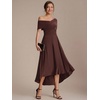 image:imageEverPretty Womens VNeck Off the Shoulder Cocktail Wedding Guest Dress HighLow Aline Semi Formal Dresses 02801Chocolate Brown