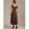 image:imageEverPretty Womens VNeck Off the Shoulder Cocktail Wedding Guest Dress HighLow Aline Semi Formal Dresses 02801Chocolate Brown
