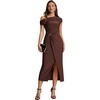 image:imageEverPretty Womens Asymmetrical Off the Shoulder Formal Dresses Midi Bodycon Wedding Guest Dress 02806Chocolate Brown