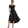 image:imageEverPretty Womens VNeck Off the Shoulder Cocktail Wedding Guest Dress HighLow Aline Semi Formal Dresses 02801Black