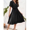 image:imageEverPretty Womens Summer Casual Wedding Guest Dresses VNeck Short Sleeve Midi Semi Formal Dress 50007Black