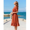 image:imageEverPretty Womens Summer Casual Wedding Guest Dresses VNeck Short Sleeve Midi Semi Formal Dress 50007Brown