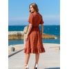 image:imageEverPretty Womens Summer Casual Wedding Guest Dresses VNeck Short Sleeve Midi Semi Formal Dress 50007Brown
