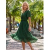 image:imageEverPretty Womens Summer Casual Wedding Guest Dresses VNeck Short Sleeve Midi Semi Formal Dress 50007Grass Green