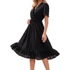 image:imageEverPretty Womens Summer Casual Wedding Guest Dresses VNeck Short Sleeve Midi Semi Formal Dress 50007Black