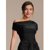 image:imageEverPretty Womens Off The Shoulder Tops Y2K Going Out Tops Ruched Asymmetric Shirt Slim Fit Dressy Casual Blouses 02816Black