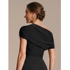 image:imageEverPretty Womens Off The Shoulder Tops Y2K Going Out Tops Ruched Asymmetric Shirt Slim Fit Dressy Casual Blouses 02816Black