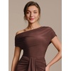image:imageEverPretty Womens Off The Shoulder Tops Y2K Going Out Tops Ruched Asymmetric Shirt Slim Fit Dressy Casual Blouses 02816Chocolate Brown