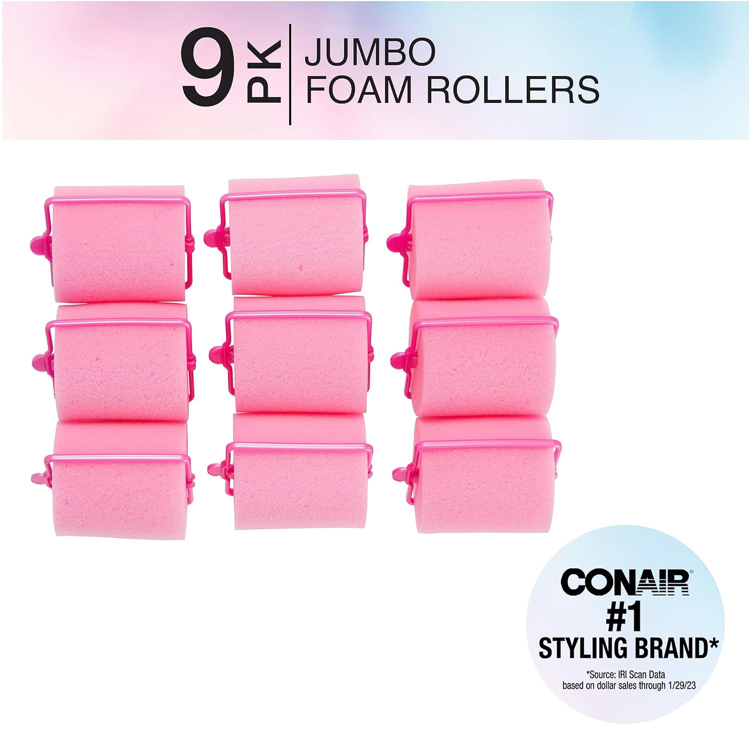 Conair Foam Self Grip Hair Rollers, Hair Curlers with Self Grip, Foam Rollers in Neon Colors, Assorted Sizes, 48 Count 