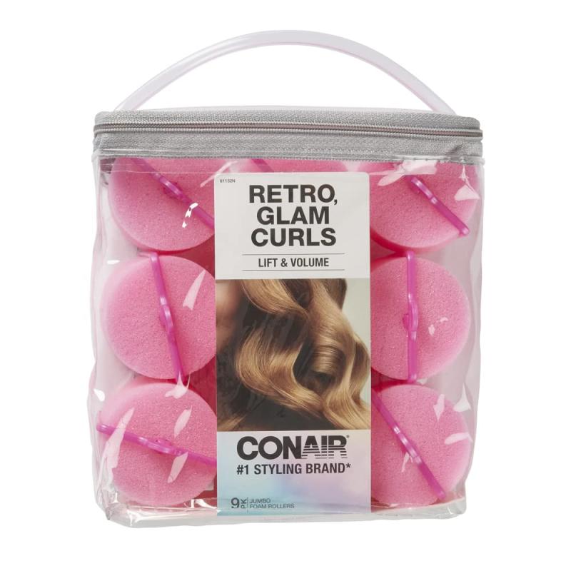 Conair Foam Self Grip Hair Rollers, Hair Curlers with Self Grip, Foam Rollers in Neon Colors, Assorted Sizes, 48 Count