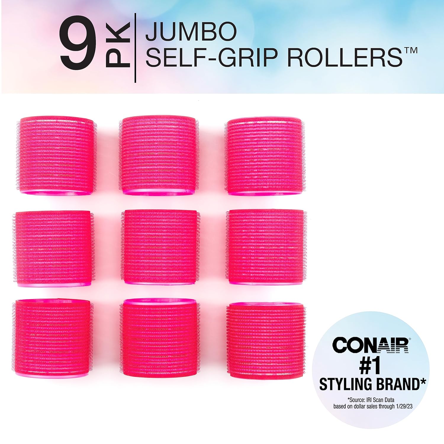Conair Foam Self Grip Hair Rollers, Hair Curlers with Self Grip, Foam Rollers in Neon Colors, Assorted Sizes, 48 Count 