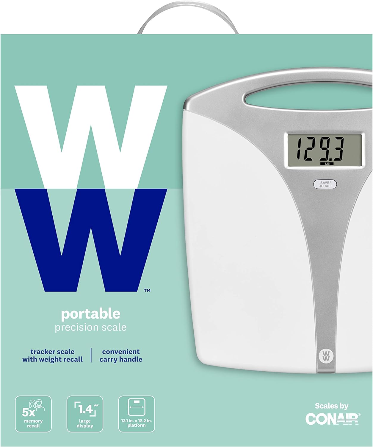 WW Scales by Conair Portable Precision Plastic Electronic 5 Weight Tracker Bathroom Scale with ...