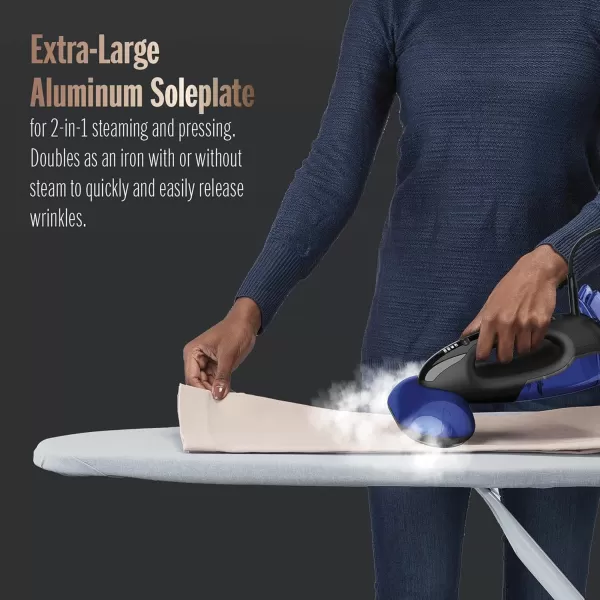 Conair 2-in-1 Handheld Steamer and Iron for Clothes, Turbo ExtremeSteam 1875W Garment Steamer and Clothing Iron,Black / Blue