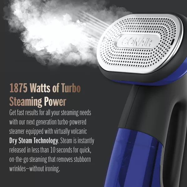 Conair 2-in-1 Handheld Steamer and Iron for Clothes, Turbo ExtremeSteam 1875W Garment Steamer and Clothing Iron,Black / Blue