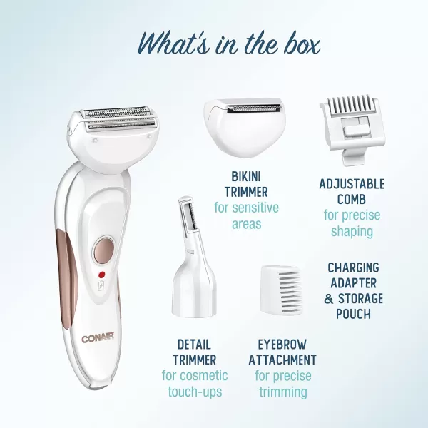 Conair All-In-1 Body and Facial Hair Removal for Women, Cordless Electric Trimmer &amp; Shaver, Perfect for Face, Ear/Nose, Eyebrows, Legs, and Bikini Lines