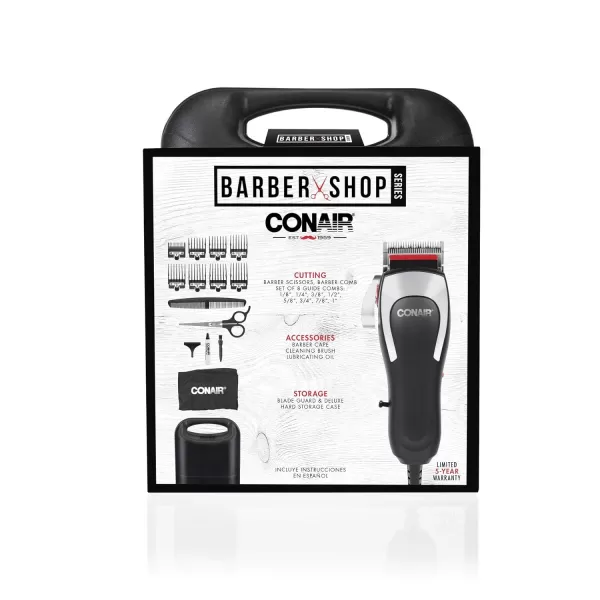 Conair Barber Hair Clippers, Barbershop Series No-Slip Grip 20-Piece Hair Cutting Kit