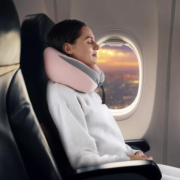 Conair Beaded Neck or Lumbar Pillow for Travel, Neck Support Pillow by Travel Smart, Pink)
