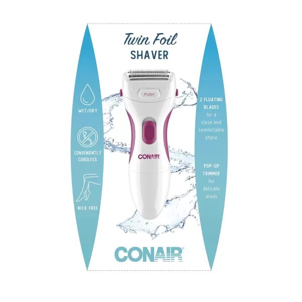 Conair Body and Facial Hair Removal for Women, Cordless Electric Dual Foil Shaver &amp; Trimmer, Perfect for Face, Ear/Nose, Eyebrows, Legs, and Bikini Lines