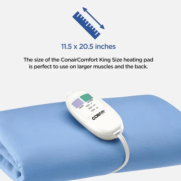 Conair Comfort Moist/Dry Heating Pad for Back Pain Relief, Heating Pad for Neck and Shoulder, Menstrual Heating Pad for Cramps, King Size 11.5 inch x 20.5 inch w/ Auto Off