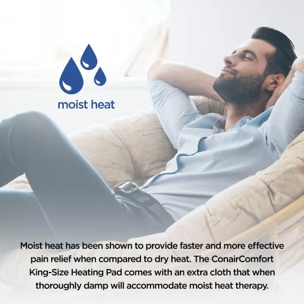 Conair Comfort Moist/Dry Heating Pad for Back Pain Relief, Heating Pad for Neck and Shoulder, Menstrual Heating Pad for Cramps, King Size 12 inch x 24 inch, 3 Heat Settings w/ Auto Off