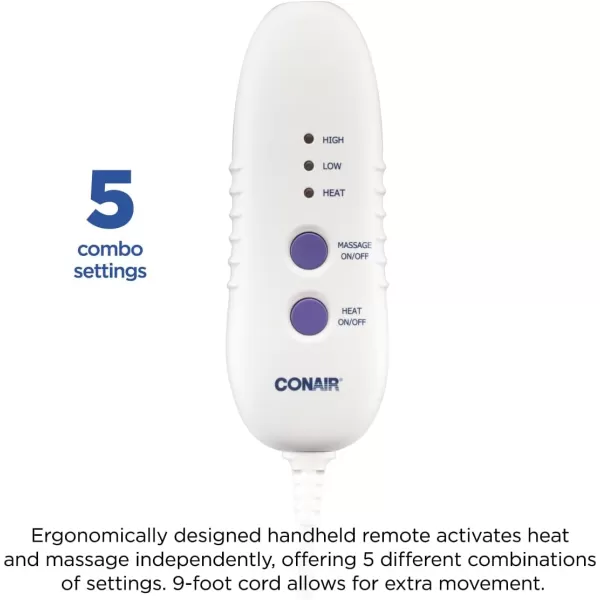 Conair Comfort Vibrating Heating Pad for Back Pain Relief, Heating Pad for Neck and Shoulder, Menstrual Heating Pad for Cramps, Large Size 12 inch x 23.5 inch, 3 Heat Settings w/ Auto Off