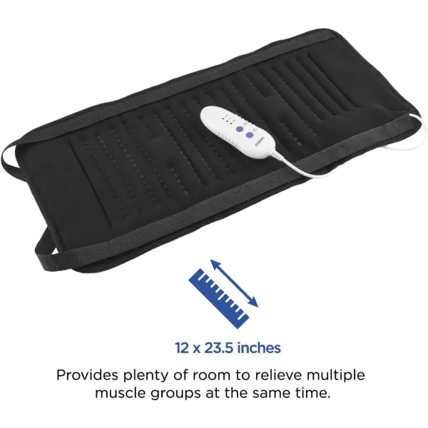 Conair Comfort Vibrating Heating Pad for Back Pain Relief, Heating Pad for Neck and Shoulder, Menstrual Heating Pad for Cramps, Large Size 12 inch x 23.5 inch, 3 Heat Settings w/ Auto Off