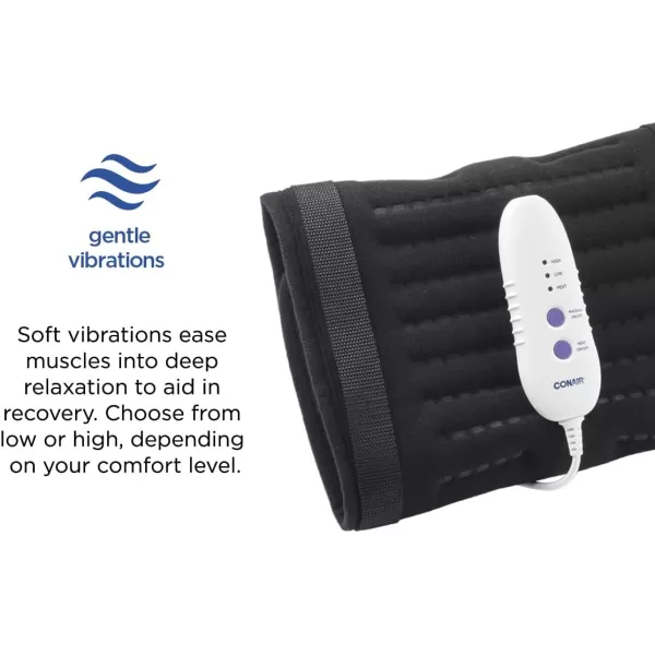 Conair Comfort Vibrating Heating Pad for Back Pain Relief, Heating Pad for Neck and Shoulder, Menstrual Heating Pad for Cramps, Large Size 12 inch x 23.5 inch, 3 Heat Settings w/ Auto Off