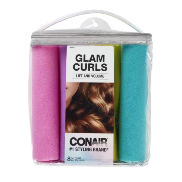 Conair Foam Self Grip Hair Rollers, Hair Curlers with Self Grip, Foam Rollers in Neon Colors, Assorted Sizes, 48 Count 