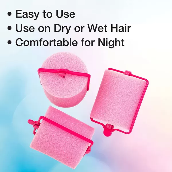 Conair Foam Self Grip Hair Rollers, Hair Curlers with Self Grip, Foam Rollers in Neon Colors, Assorted Sizes, 48 Count 