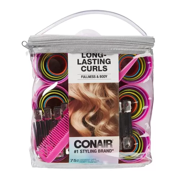 Conair Foam Self Grip Hair Rollers, Hair Curlers with Self Grip, Foam Rollers in Neon Colors, Assorted Sizes, 48 Count 