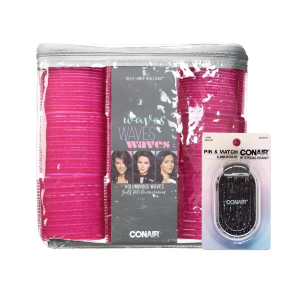 Conair Foam Self Grip Hair Rollers, Hair Curlers with Self Grip, Foam Rollers in Neon Colors, Assorted Sizes, 48 Count 