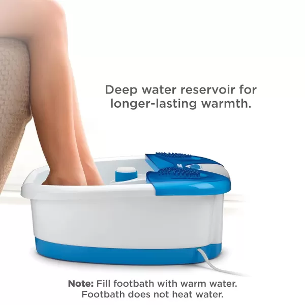 Conair Foot Spa Bath with Extra Deep Soak Basin, Massaging Bubbles, Pumice Stone and Pinpoint Massage Attachments, Blue/White
