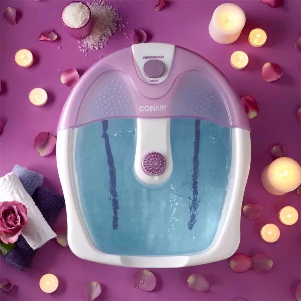 Conair Foot Spa Bath with Extra Deep Soak Basin, Massaging Bubbles, Pumice Stone and Pinpoint Massage Attachments, Blue/White