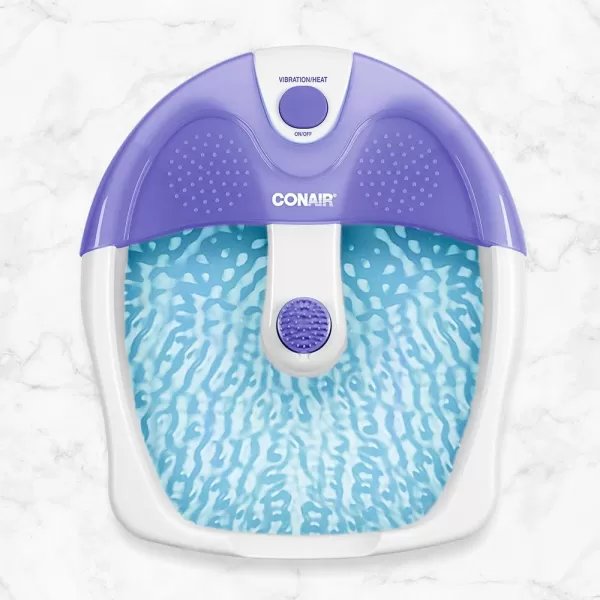 Conair Foot Spa Bath with Extra Deep Soak Basin, Massaging Bubbles, Pumice Stone and Pinpoint Massage Attachments, Blue/White
