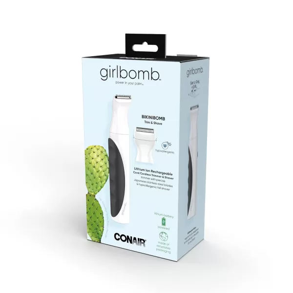 Conair GIRLBOMB Bikini Trimmer and Shaver Set for Women, Wet/Dry, Lithium Ion Rechargeable, White