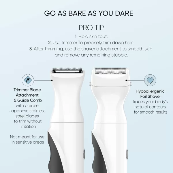 Conair GIRLBOMB Bikini Trimmer and Shaver Set for Women, Wet/Dry, Lithium Ion Rechargeable, White
