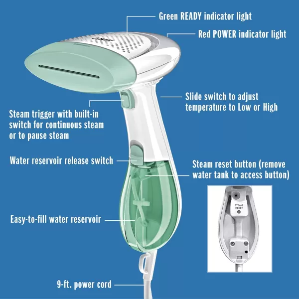 Conair Handheld Garment Steamer for Clothes, ExtremeSteam 1200W, Portable Handheld Design,White/Blue