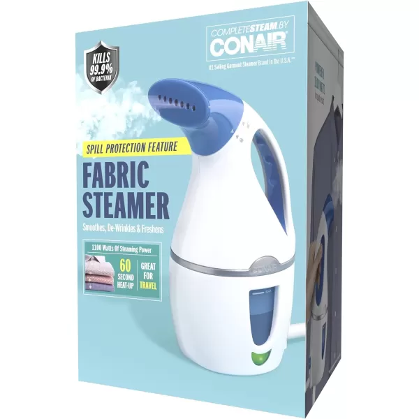 Conair Handheld Travel Garment Steamer for Clothes, CompleteSteam 1100W, For Home, Office and Travel,White / Blue