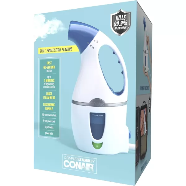Conair Handheld Travel Garment Steamer for Clothes, CompleteSteam 1100W, For Home, Office and Travel,White / Blue