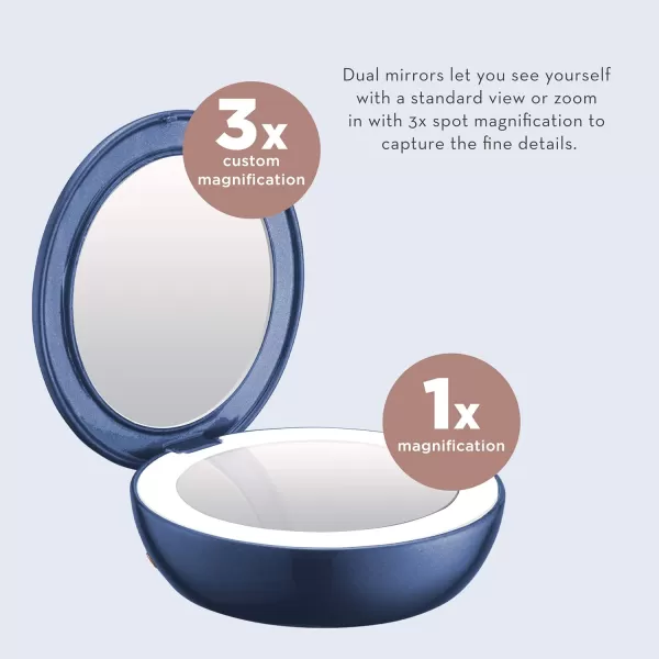 Conair Lighted Makeup Mirror, 12X Magnifying Mirror with Suction Cup, Compact Mirror, Travel Mirror with Light, Magnetic Mirror, Battery Operated in White