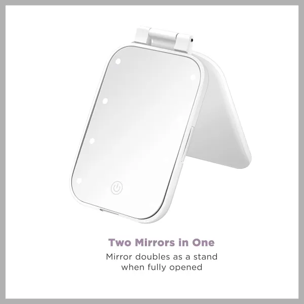 Conair Lighted Makeup Mirror, 12X Magnifying Mirror with Suction Cup, Compact Mirror, Travel Mirror with Light, Magnetic Mirror, Battery Operated in White