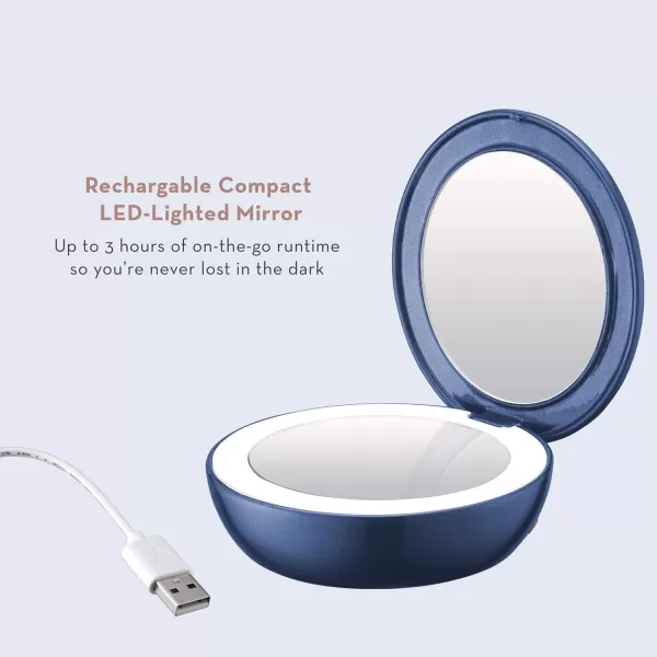 Conair Lighted Makeup Mirror, 12X Magnifying Mirror with Suction Cup, Compact Mirror, Travel Mirror with Light, Magnetic Mirror, Battery Operated in White