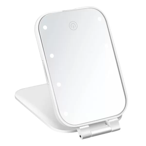 Conair Lighted Makeup Mirror, 12X Magnifying Mirror with Suction Cup, Compact Mirror, Travel Mirror with Light, Magnetic Mirror, Battery Operated in White