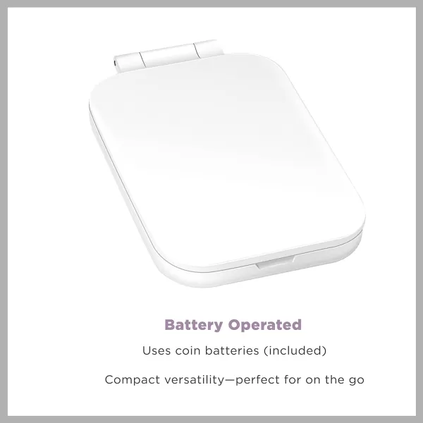 Conair Lighted Makeup Mirror, 12X Magnifying Mirror with Suction Cup, Compact Mirror, Travel Mirror with Light, Magnetic Mirror, Battery Operated in White
